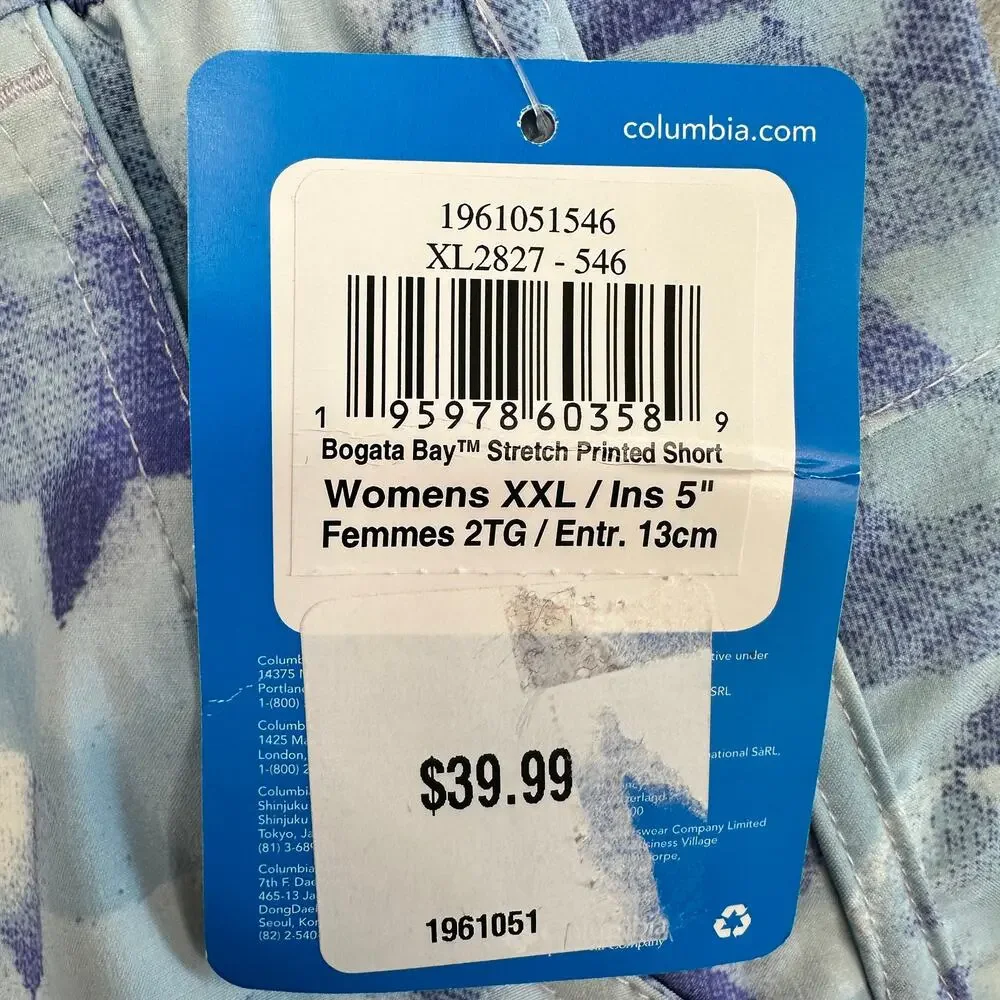 Columbia Shorts WMNS XXL Blue Multicolor Stretch High Rise Performance Gorpcore